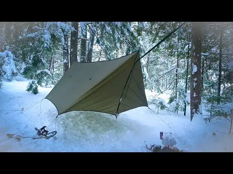 4 WALLED FLOATING SHELTER-My First Time Winter Camping in a Hammock - CAN I STAY WARM?