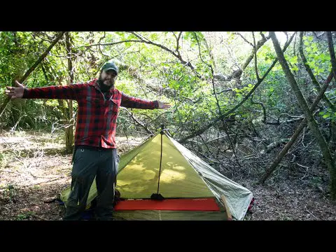 Bushcraft Wild Solo Camp- Tipi Tarp Shelter, Spoon Carving, Exploring New Forest