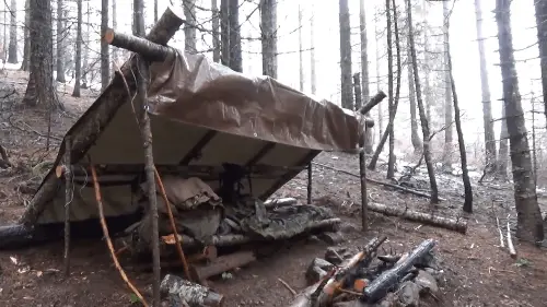 bushcraft lean-to shelter